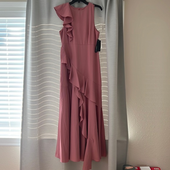 aqua asymmetric ruffle dress